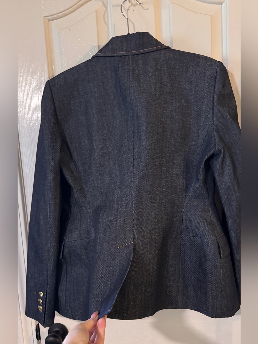 Zara Dark Indigo Denim Blazer with Gold Buttons - Picture 3 of 4